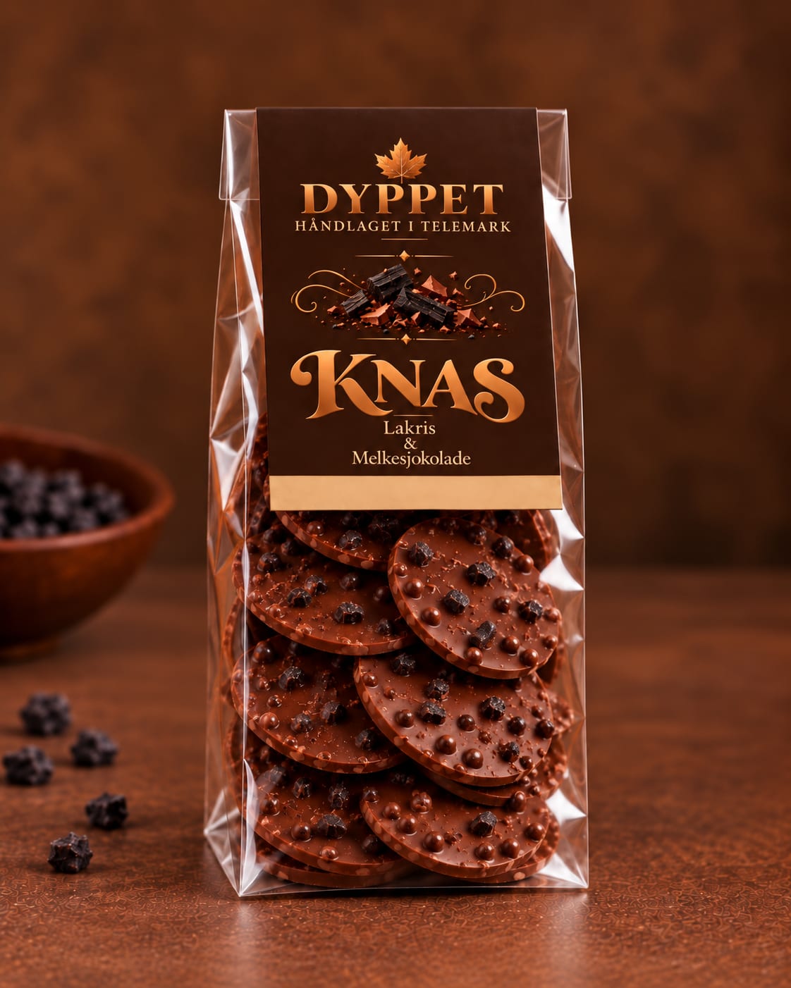 Pose med KNAS lakris og melkesjokolade