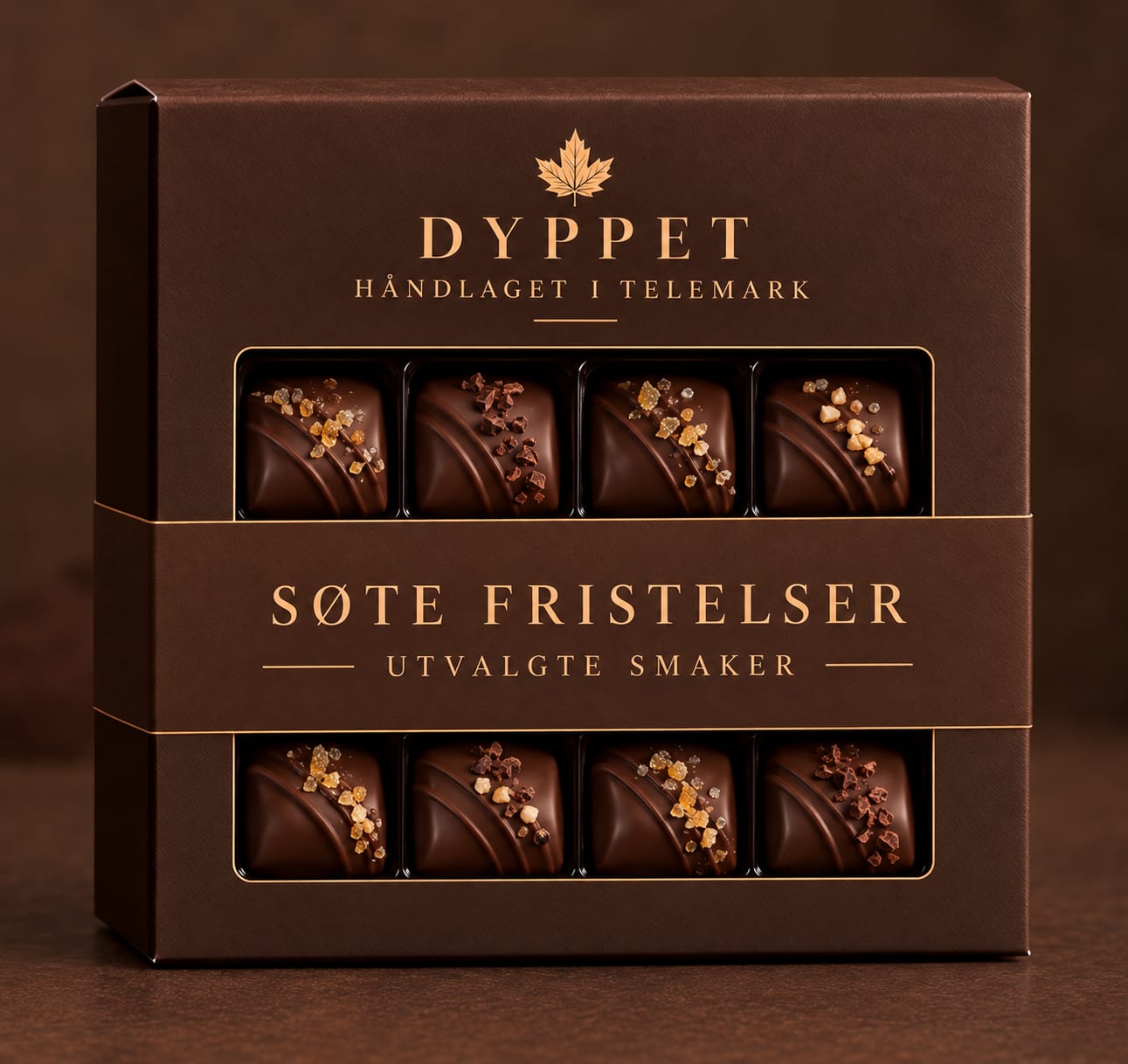 Eske med Søte fristelser, åtte konfektbiter med marsipan