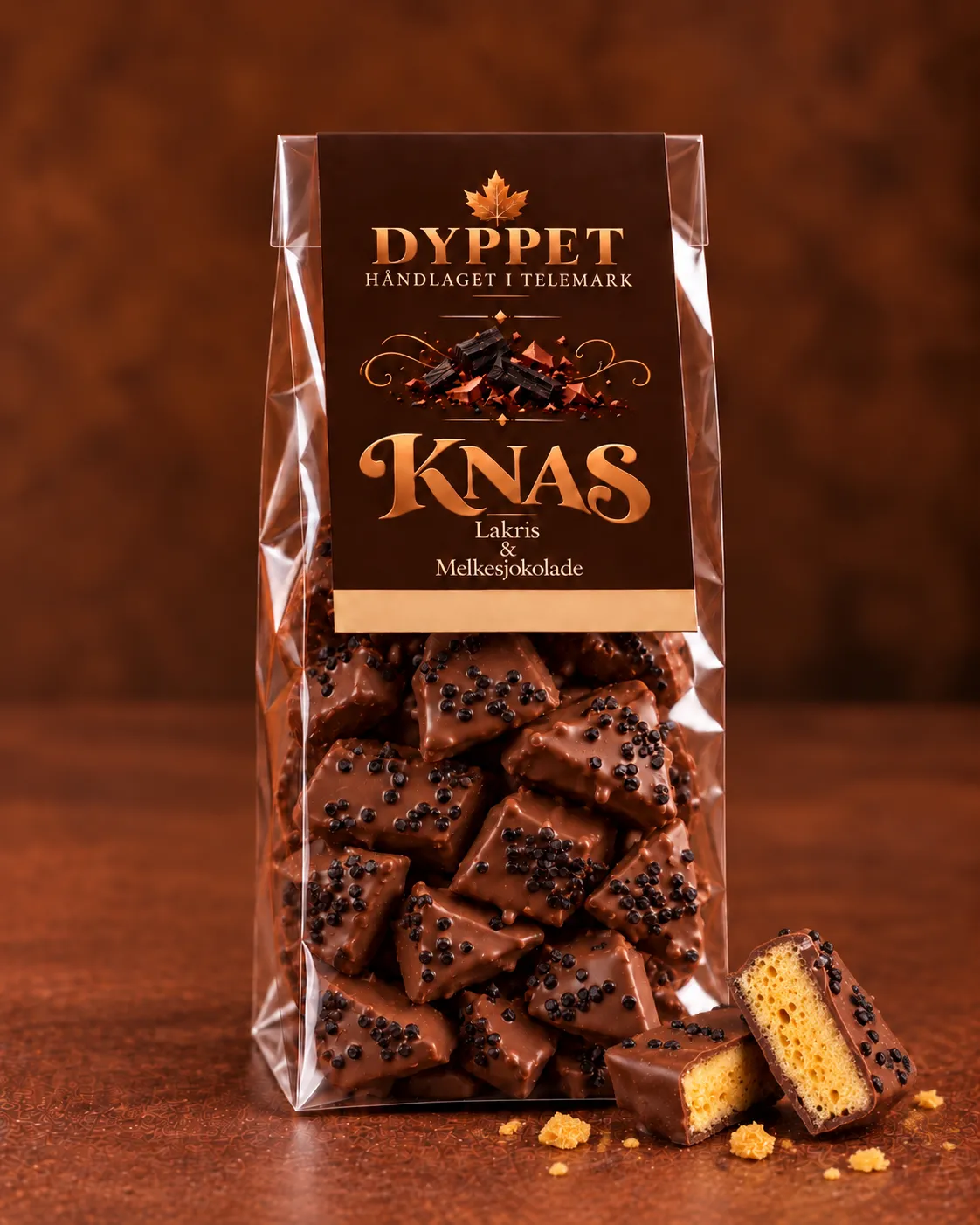 Pose med KNAS lakris og melkesjokolade