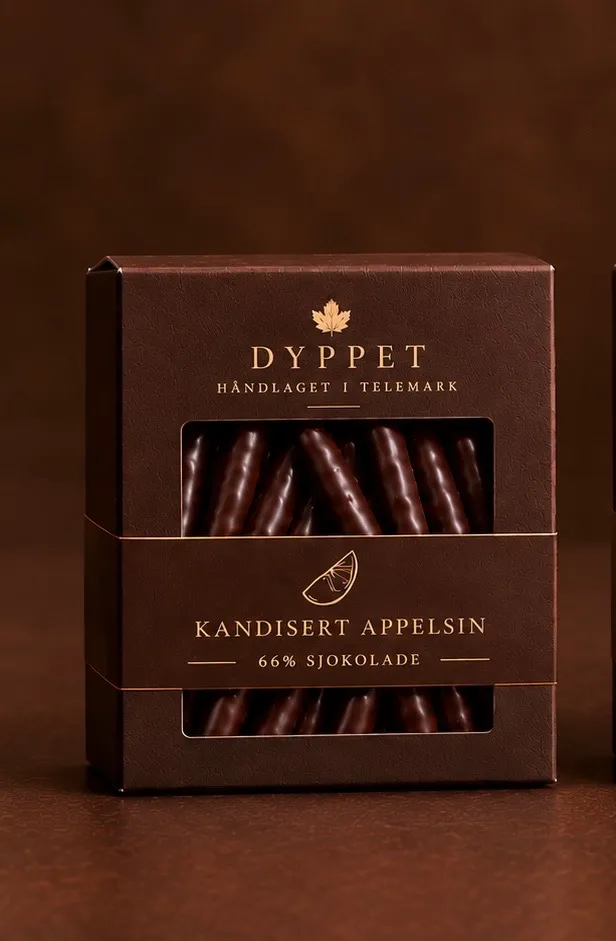 Kandisert appelsin med 66% sjokolade
